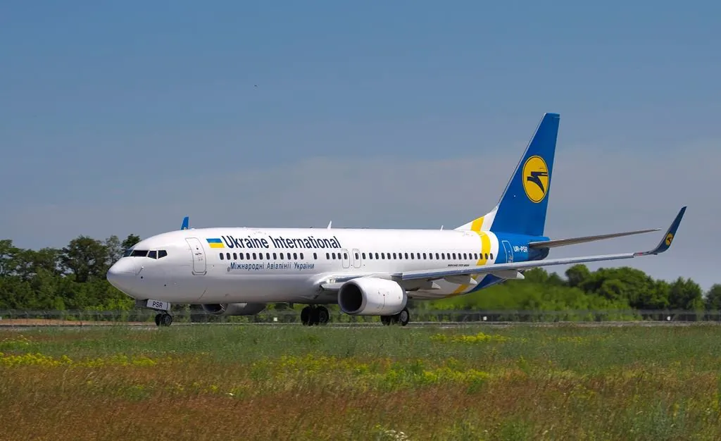 Photo taken on May 26, 2018, showing the actual Ukrainian Boeing 737-800 UR-PSR plane that crashed on Jan. 8, 2020, on the outskirts of Tehran, Iran. This Ukrainian airplane carrying 176 people crashed shortly after takeoff from Tehran's main airport, killing all onboard, Iranian state TV and officials in Ukraine said. (AP Photo/Oleg Belyakov)