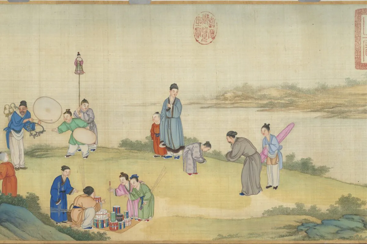 A detail from Ding Guanpeng’s “Spring Market at Peace,” Qing Dynasty (1644–1911). (Taipei National Palace Museum)