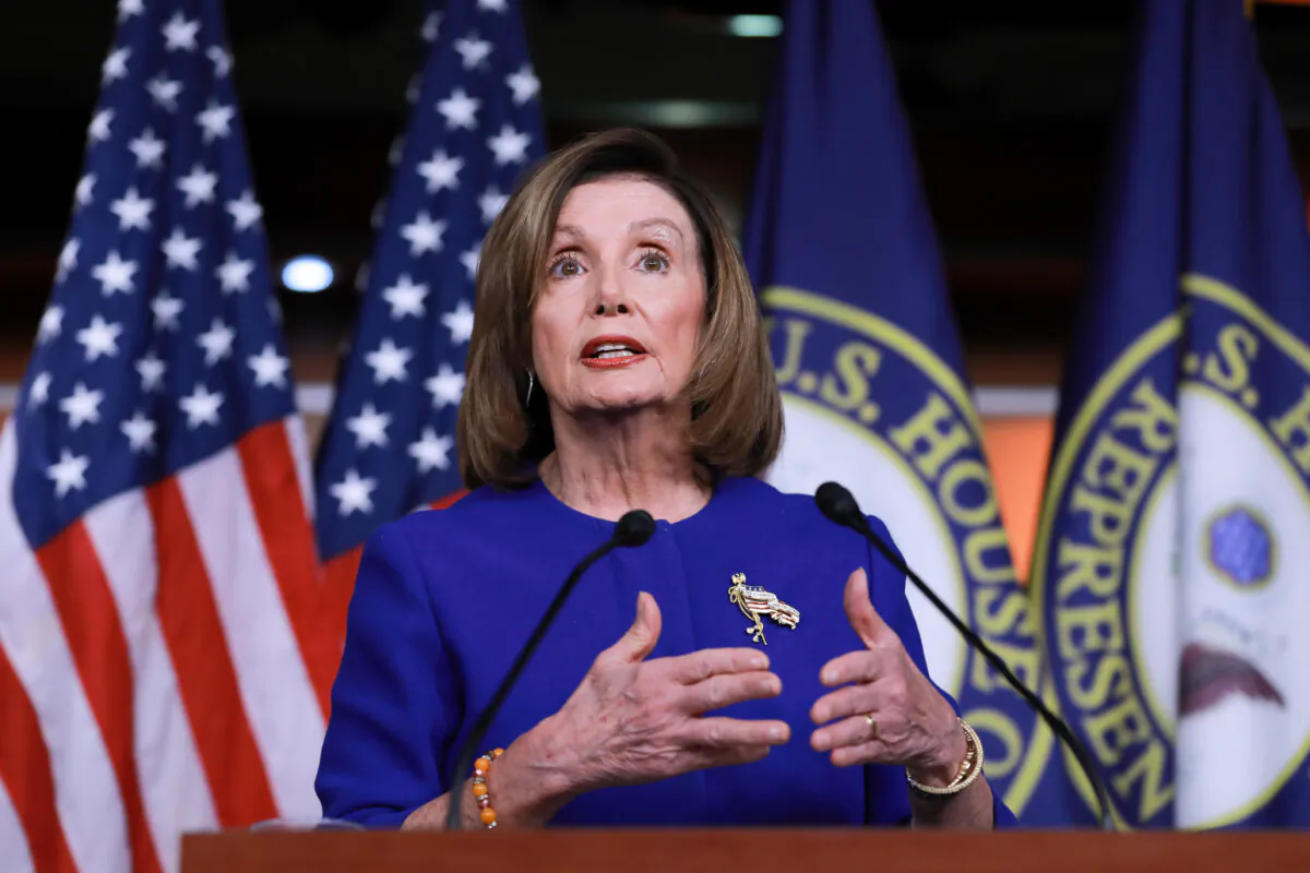 House Speaker Nancy Pelosi (D-Calif.) at a press conference in the U.S. Capitol in Washington on Jan. 9, 2020. (Charlotte Cuthbertson/The Epoch Times)