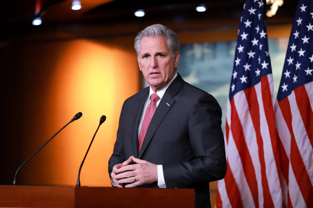 House Minority Leader Rep. Kevin McCarthy (R-Calif.) at a press conference in the Capitol in Washington, D.C., on Jan. 9, 2020. (Charlotte Cuthbertson/The Epoch Times)