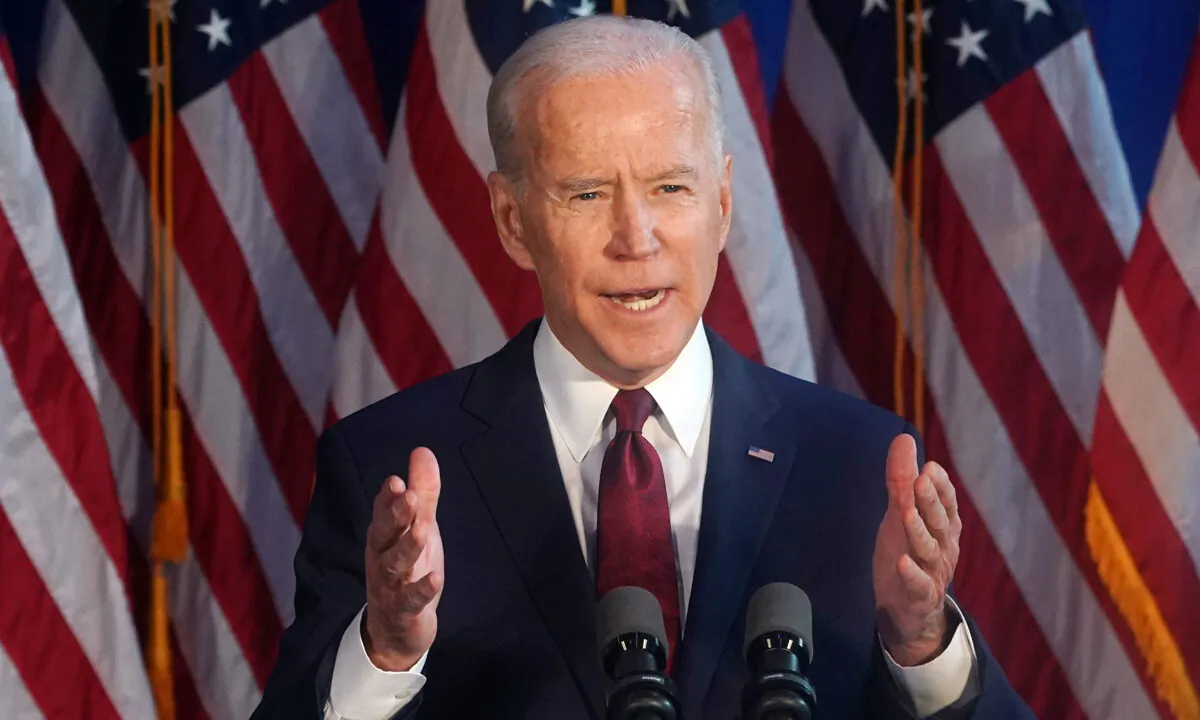 Democratic presidential candidate Joe Biden delivers a foreign policy statement on Iran at Chelsea Piers in New York on Jan. 7, 2020.  Timothy A. Clary/AFP via Getty Images