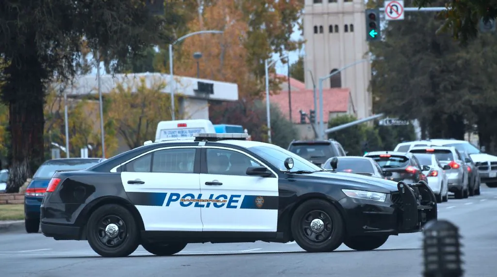 A file photo of a police vehicle making patrols in Bakersfield, California, on Nov. 17, 2017. (Frederic J. Brown/AFP via Getty Images)