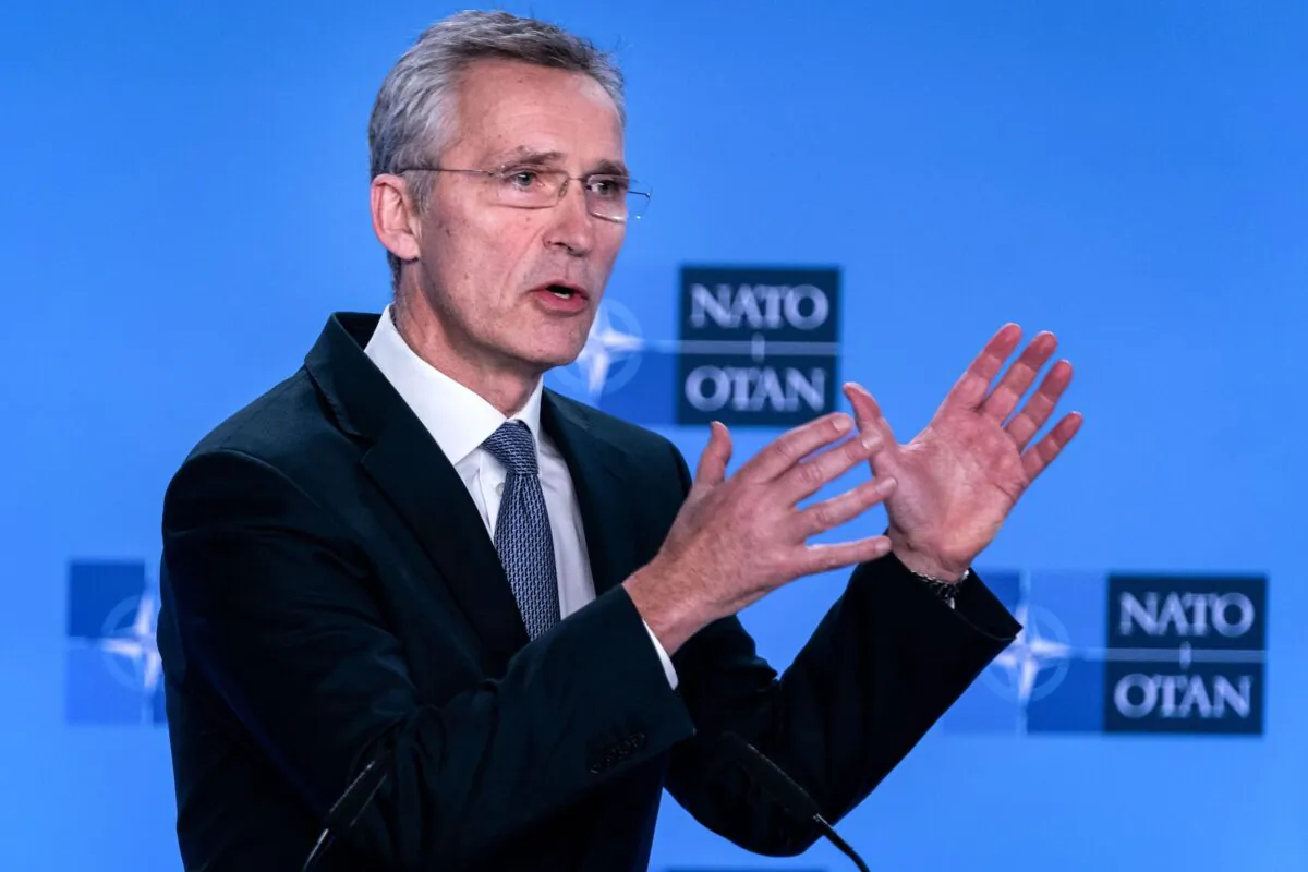 NATO Secretary General Jens Stoltenberg delivers a speech during a press conference at the end of the North Atlantic Council meeting focused on the situation concerning Iran, at NATO Headquarters in Brussels on Jan. 6, 2020. (Kenzo Tribouillard/AFP via Getty Images)
