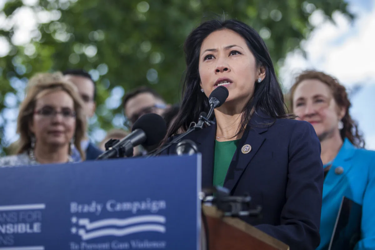 Rep. Stephanie Murphy (D-Fla.) speaks in a file photograph. Murphy was one of eight Democrats to vote against the war powers resolution on Jan. 9, 2020. (Zach Gibson/Getty Images)