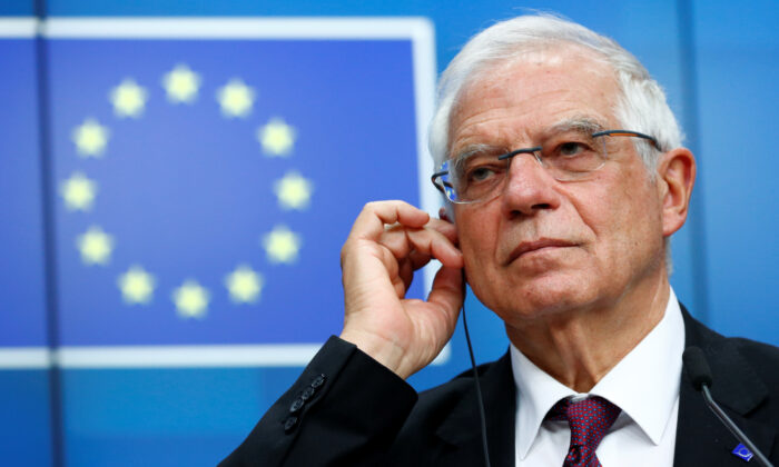 Josep Borrell, High Representative for Foreign Affairs and Security Policy and Vice-President of the European Commission holds a news conference after a European Union foreign ministers emergency meeting to discuss ways to try to save the Iran nuclear deal, in Brussels on Jan. 10, 2020. (Francois Lenoir/Reuters)