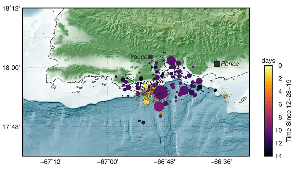 More than 500 earthquakes of magnitude 2 or greater have occurred in and around Puerto Rico since a magnitude 4.7 earthquake struck in late December. (USGS)