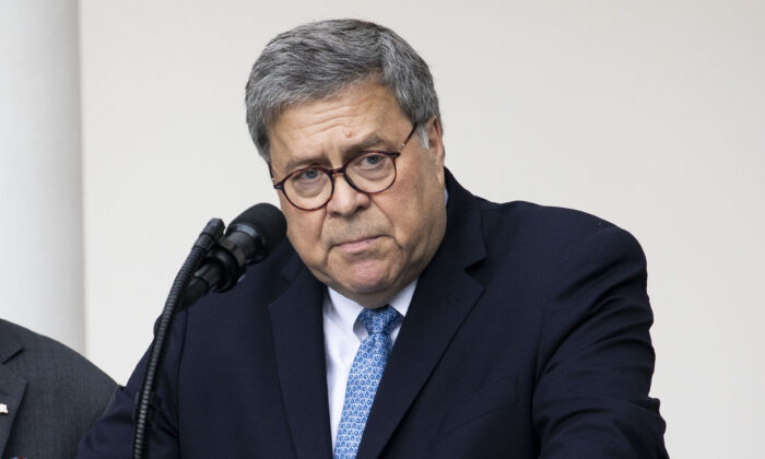 Attorney General William Barr in the White House Rose Garden in Washington, on July 11, 2019. (Charlotte Cuthbertson/The Epoch Times)
