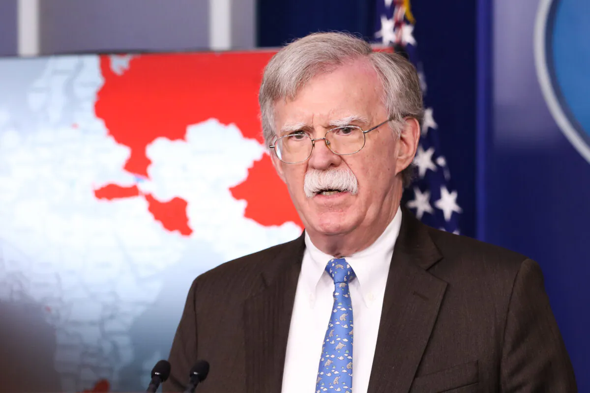 National security advisor John Bolton speaks at a press briefing at the White House in Washington on Jan. 28, 2019. (Holly Kellum/NTD)