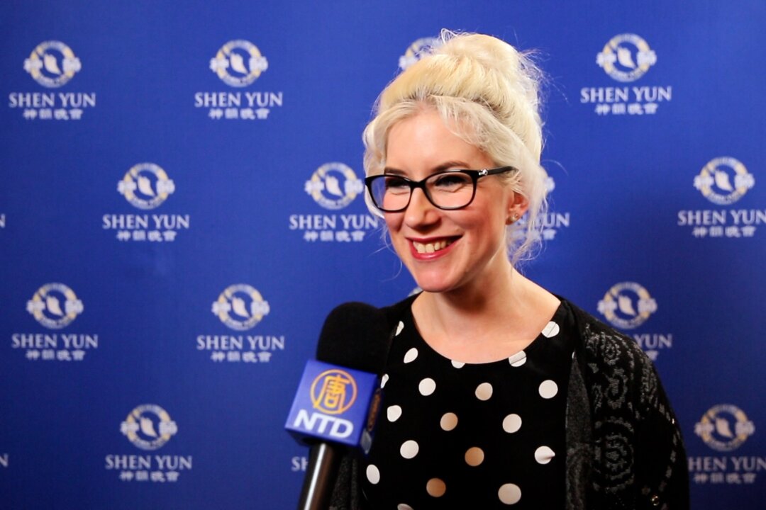 Joze Sproston, a dance school owner, saw Shen Yun Performing Arts at the Palace Theatre in Manchester, during the matinee on Jan. 14, 2020. (NTD Television)