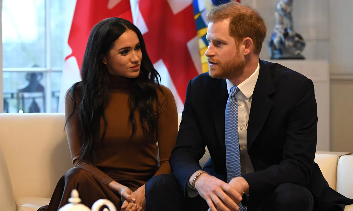 Prince Harry and his wife Meghan during their visit to Canada House in London, England, in thanks for the warm Canadian hospitality and support they received during their recent stay in Canada on Jan. 7, 2020. (Daniel Leal-Olivas/Getty Images)