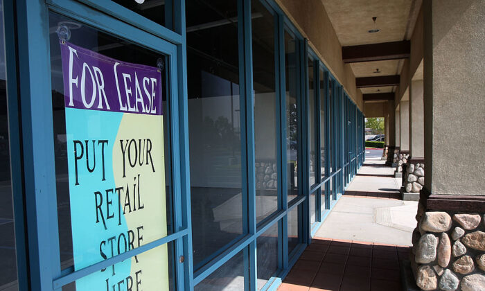 Retail space for lease in a strip mall in Fontana, Calif., on Oct. 8, 2009. (David McNew/Getty Images)