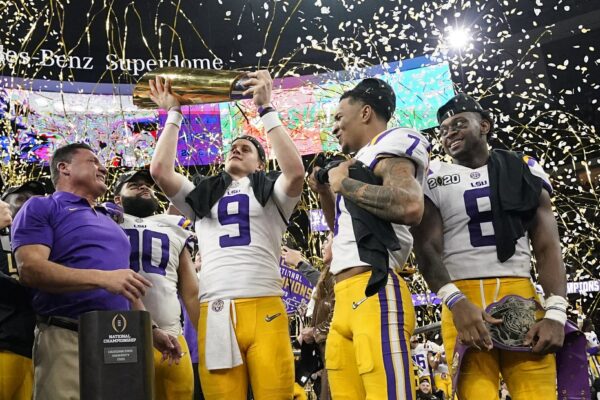 LSU quarterback Joe Burrow trophy
