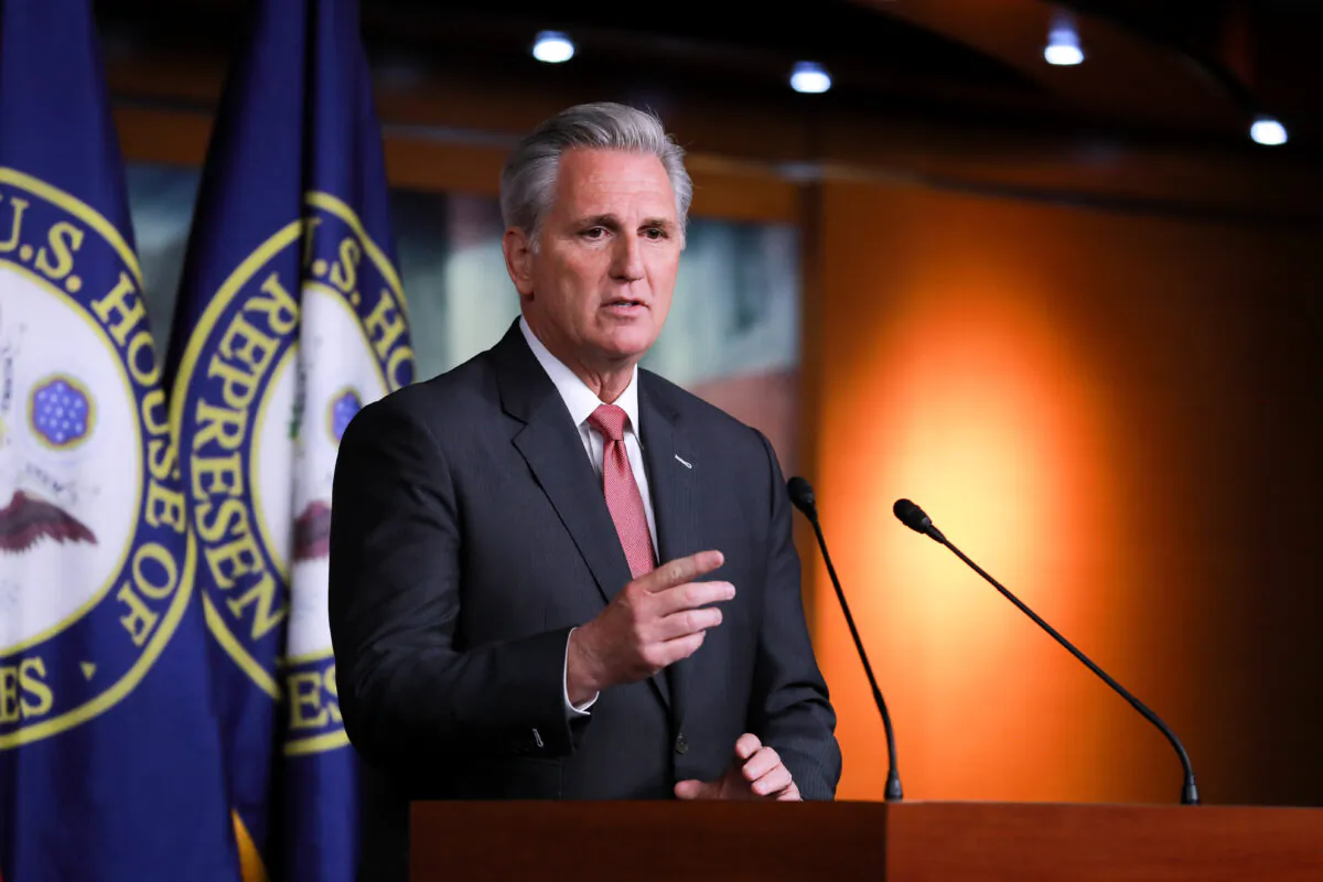 House Minority Leader Kevin McCarthy (R-Calif.) at a press conference in the U.S. Capitol on Jan. 9, 2020. (Charlotte Cuthbertson/The Epoch Times)