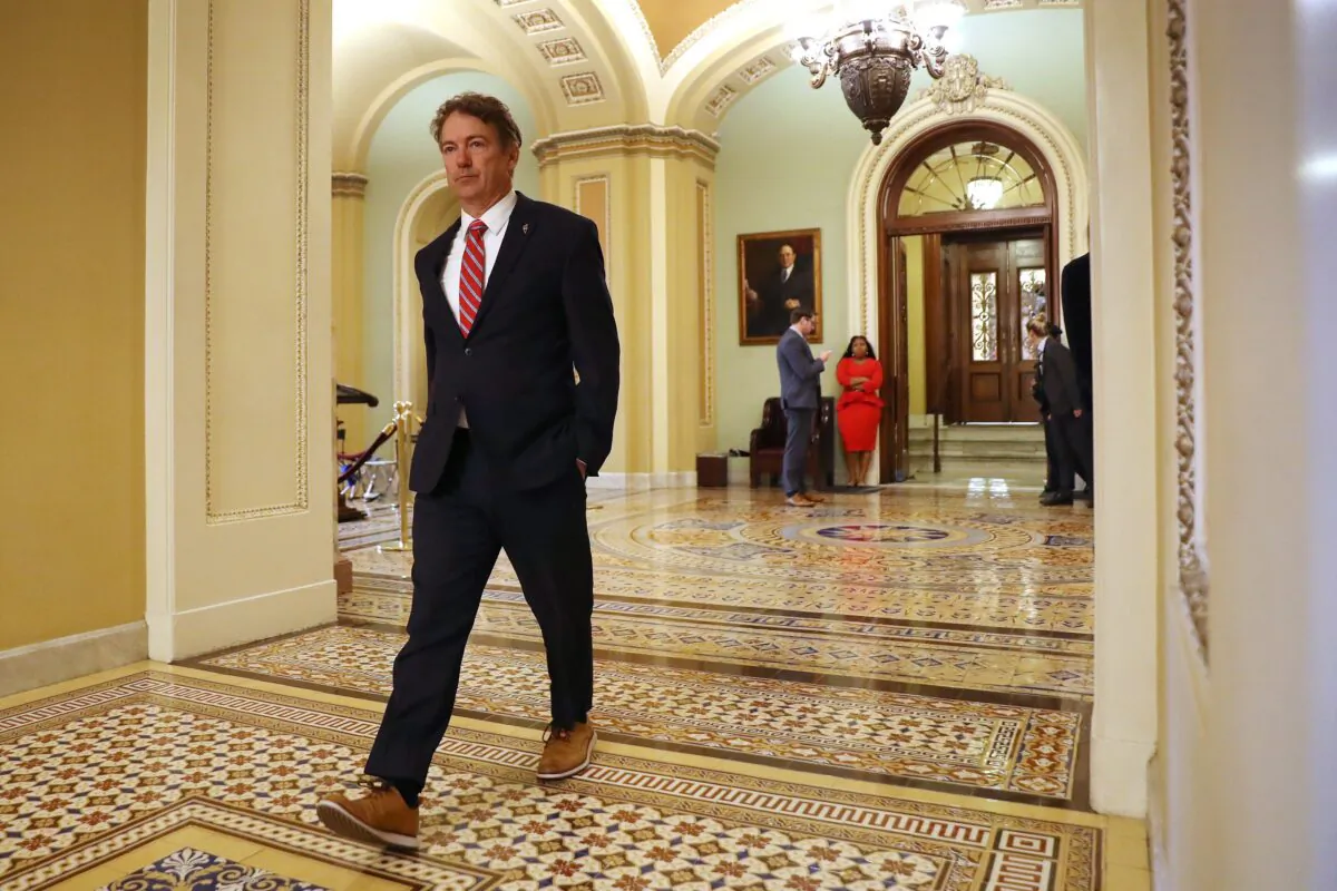Sen. Rand Paul (R-Ky.) heads for the weekly Senate Republicans policy luncheon at the U.S. Capitol in Washington on Jan. 7, 2020. (Chip Somodevilla/Getty Images)