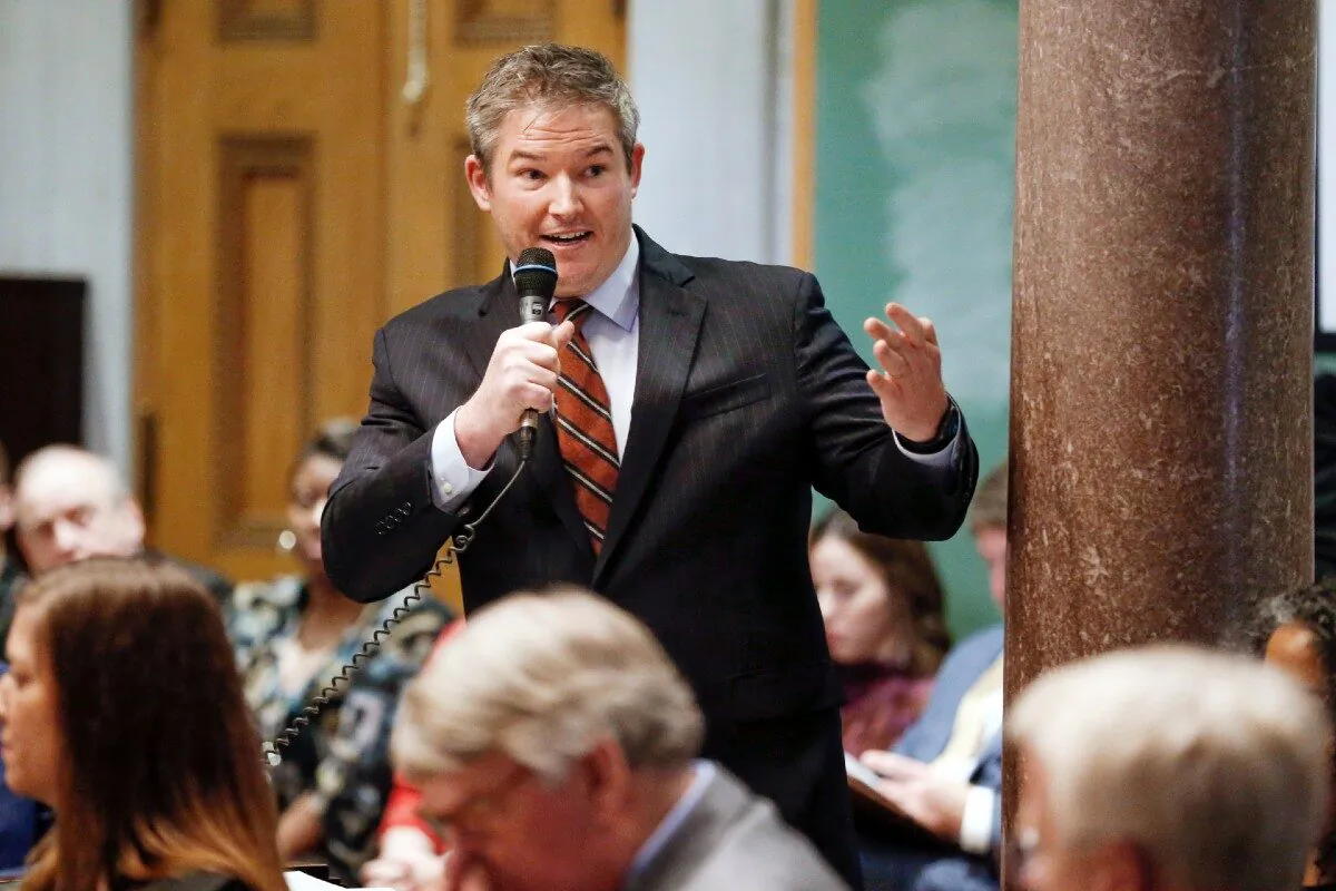 State Sen. Jeff Yarbro debates a proposal allowing faith-based adoption agencies to decline to place children with same-sex couples because of their religious belief, in Nashville, Tenn., on Jan. 14, 2020. (Mark Humphrey/AP Photo)