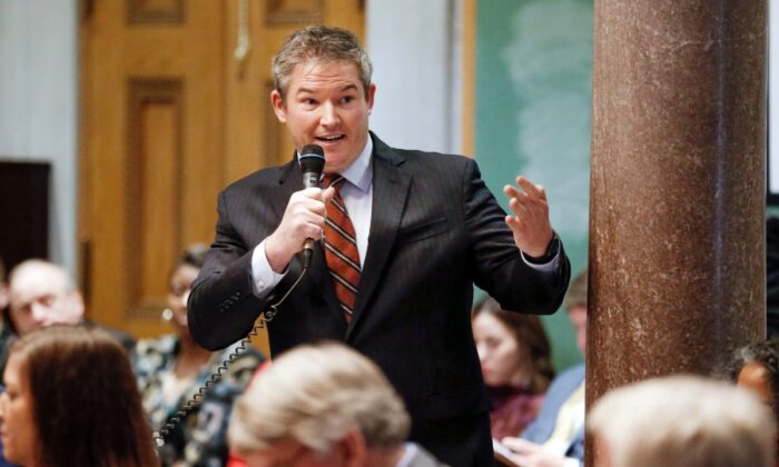 State Sen. Jeff Yarbro debates a proposal allowing faith-based adoption agencies to decline to place children with same-sex couples because of their religious belief, in Nashville, Tenn., on Jan. 14, 2020. (Mark Humphrey/AP Photo)
