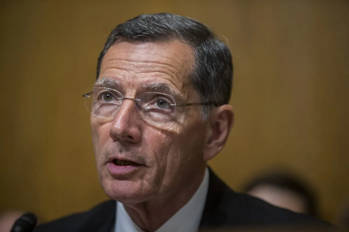 Sen. John Barrasso (R-Wyo.) speaks in Washington in a file photograph. He said on Jan. 15, 2020, that the USMCA trade deal would be approved on Jan. 16, 2020. (Zach Gibson/Getty Images)