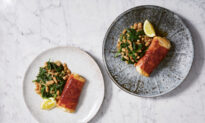 Prosciutto-Wrapped Cod With Garlicky Spinach