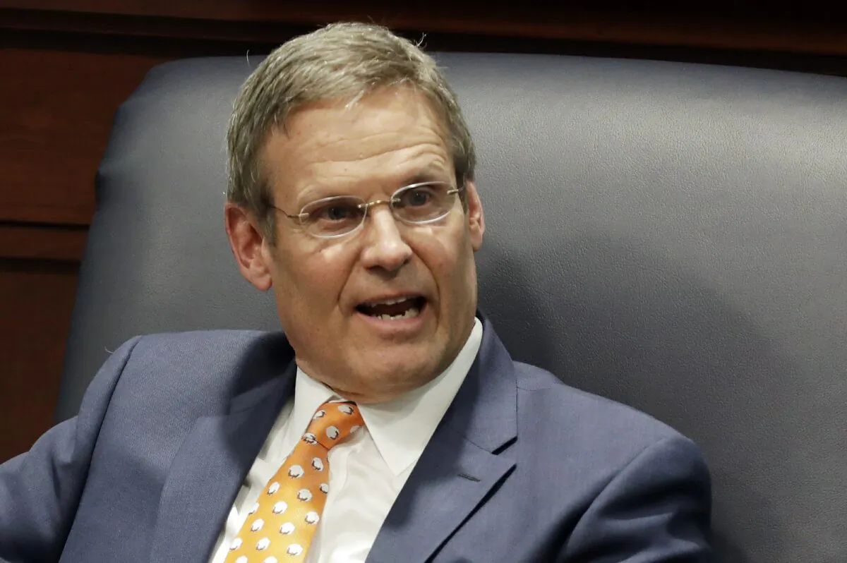 Tennessee Gov. Bill Lee takes part in a discussion on state-level criminal justice reform in Nashville, Tenn., on April 17, 2019. (Mark Humphrey/AP Photo)
