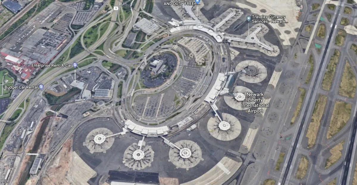 A Google Maps image shows the Newark Airport in Newark, New Jersey (Google Maps)