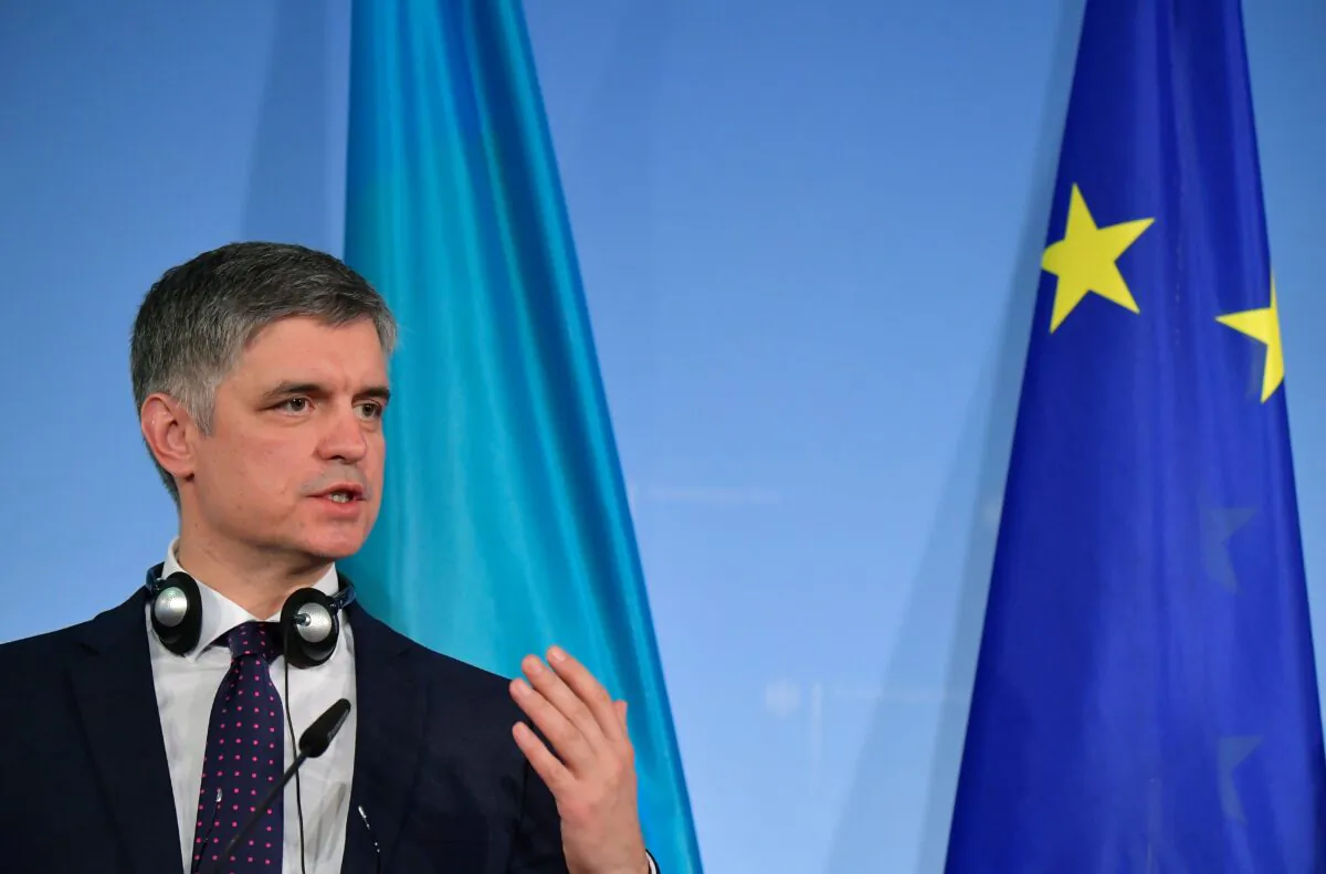 Ukrainian Foreign Minister Vadym Prystaiko gives a joint press conference with his German counterpart in Berlin on Dec. 20, 2019. (Tobias Schwarz/AFP via Getty Images)