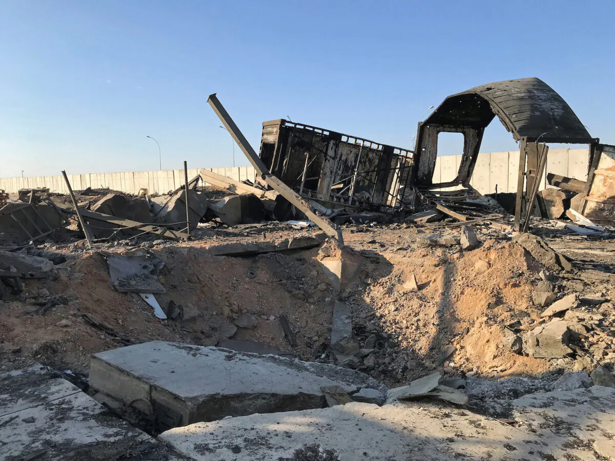 Debris and rubble are seen at the site where an Iranian missile hit at Ain al-Asad air base in Anbar province, Iraq on Jan. 13, 2020. (John Davison/Reuters)