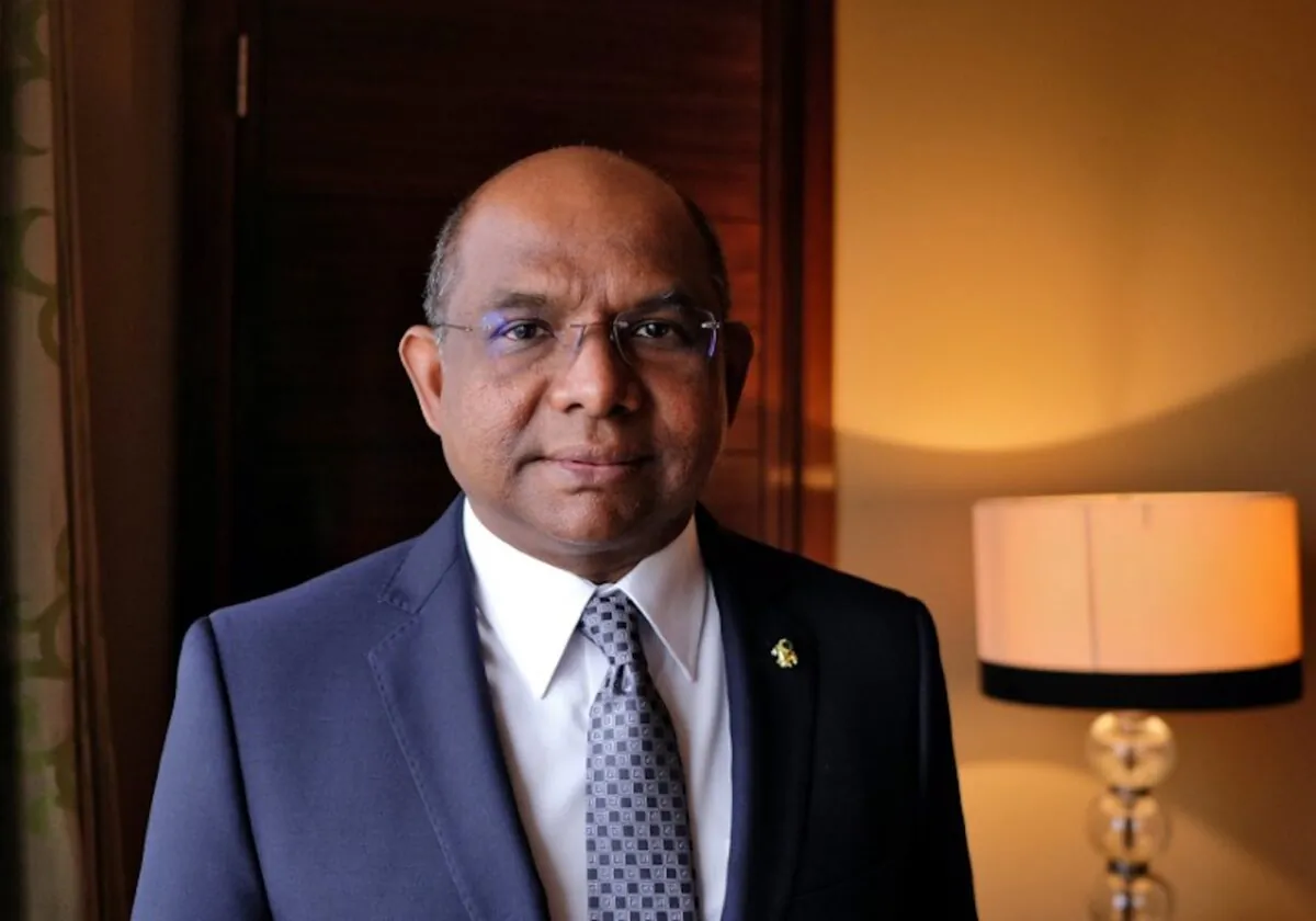 Maldives' Foreign Minister Abdulla Shahid poses after an interview with Reuters in New Delhi, India, on Jan. 16, 2020. (Alasdair Pal/Reuters)