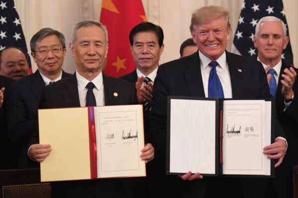 Chinese Vice Premier Liu He and U.S. President Donald Trump