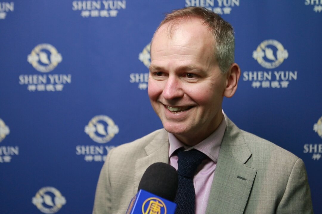 Garett Voecks, the owner of a catering company, attended Shen Yun Performing Arts at London's Eventim Apollo, Jan. 19, 2020. (NTDTV)