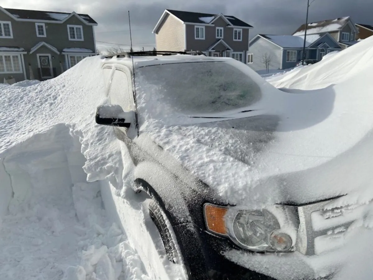 Pile of snow is pictured outside a house in St John's, Newfoundland And Labrador, Canada January 18, 2020. (J. David Mitchell/via Reuters)