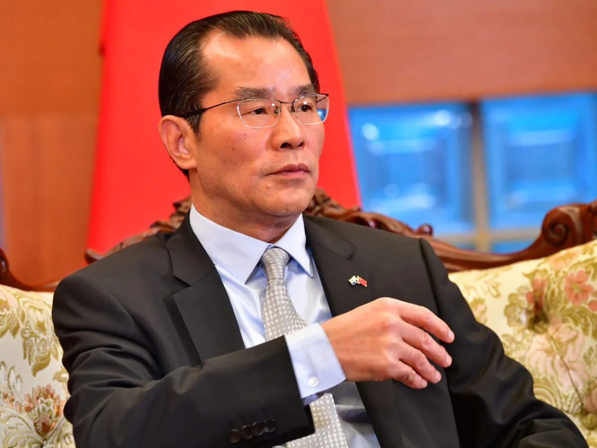 China's ambassador to Sweden Gui Congyou speaks to the media in Stockholm, Sweden on Nov. 15, 2019. - China on Nov. 15 threatened "counter-measures" against Sweden if the culture minister awards a Swedish PEN rights prize as planned to detained Chinese-Swedish book publisher Gui Minhai. (Jonas Ekstromer/TT News Agency/AFP via Getty Images)