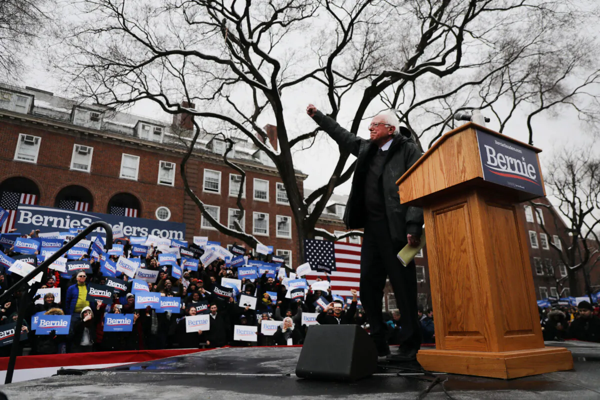 Democratic Presidential candidate Sen. Bernie Sanders (I-Vt.) speaks to supporters at Brooklyn College in the Brooklyn borough of New York City on March 2, 2019.  Spencer Platt/Getty Images