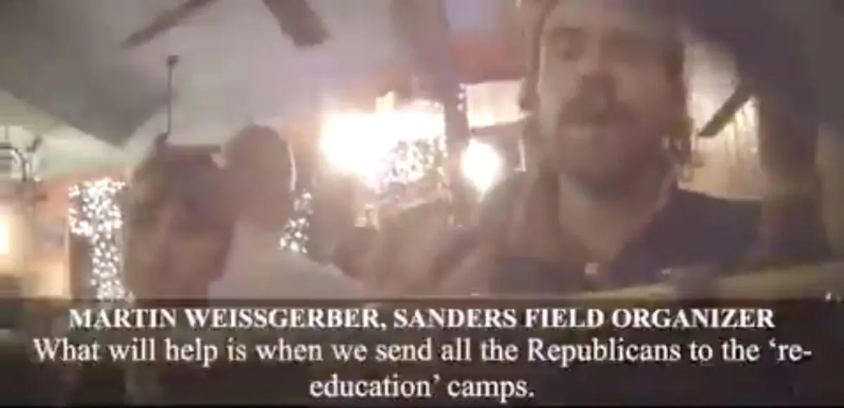 Martin Weissgerber, a field organizer for Bernie Sanders' 2020 campaign, in an undercover video recorded by Project Veritas. (Screenshot/Project Veritas)