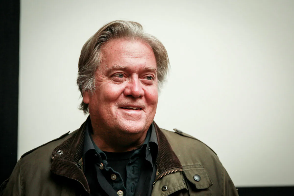Steve Bannon, former White House chief strategist, speaks in New York City on Oct. 18, 2019. (Samira Bouaou/The Epoch Times)