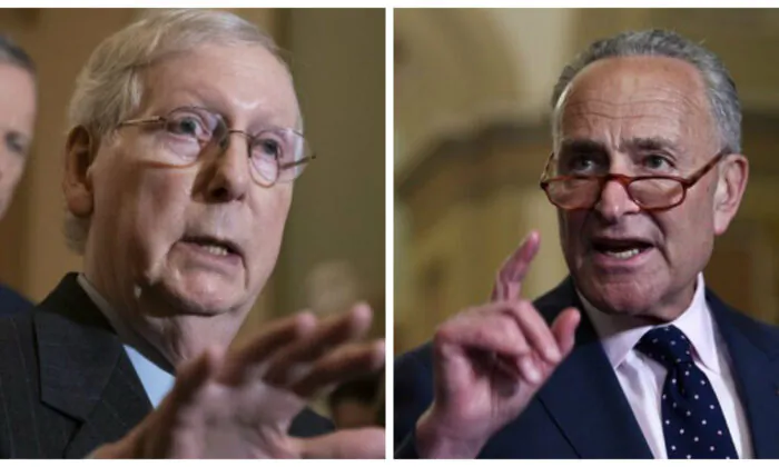 Senate Majority Leader Mitch McConnell (R-Ky.) and Senate Minority Leader Chuck Schumer (D-N.Y.) in file photos. (J. Scott Applewhite/AP Photo; Win McNamee/Getty Images)