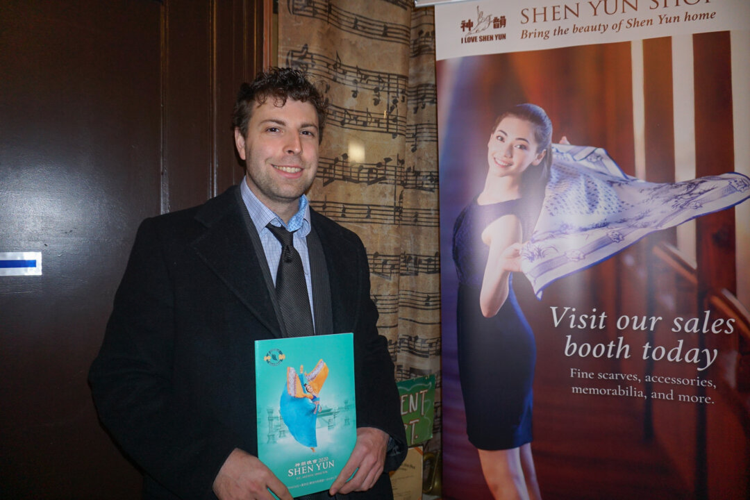David Rydelnik enjoyed Shen Yun Performing Arts at Proctors in downtown Schenectady, on Jan. 21, 2020. (Sally Sun/The Epoch Times)