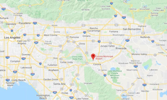 The fiery incident was reported around 12:10 p.m. near the Corona Municipal Airport in Corona, located on 1900 Aviation Drive (Google Maps)