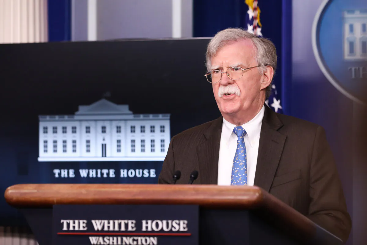 National Security Advisor John Bolton speaks at a press briefing at the White House in Washington on Jan. 28, 2019. (Holly Kellum/NTD)
