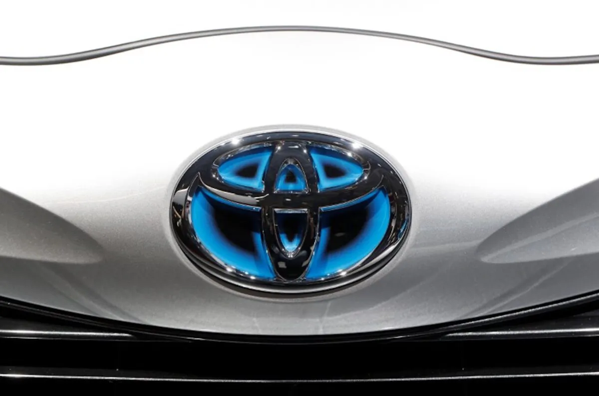 The Toyota logo is seen during the first press day of the Paris auto show, in Paris, France, on Oct. 2, 2018. (Reuters/Benoit Tessier)