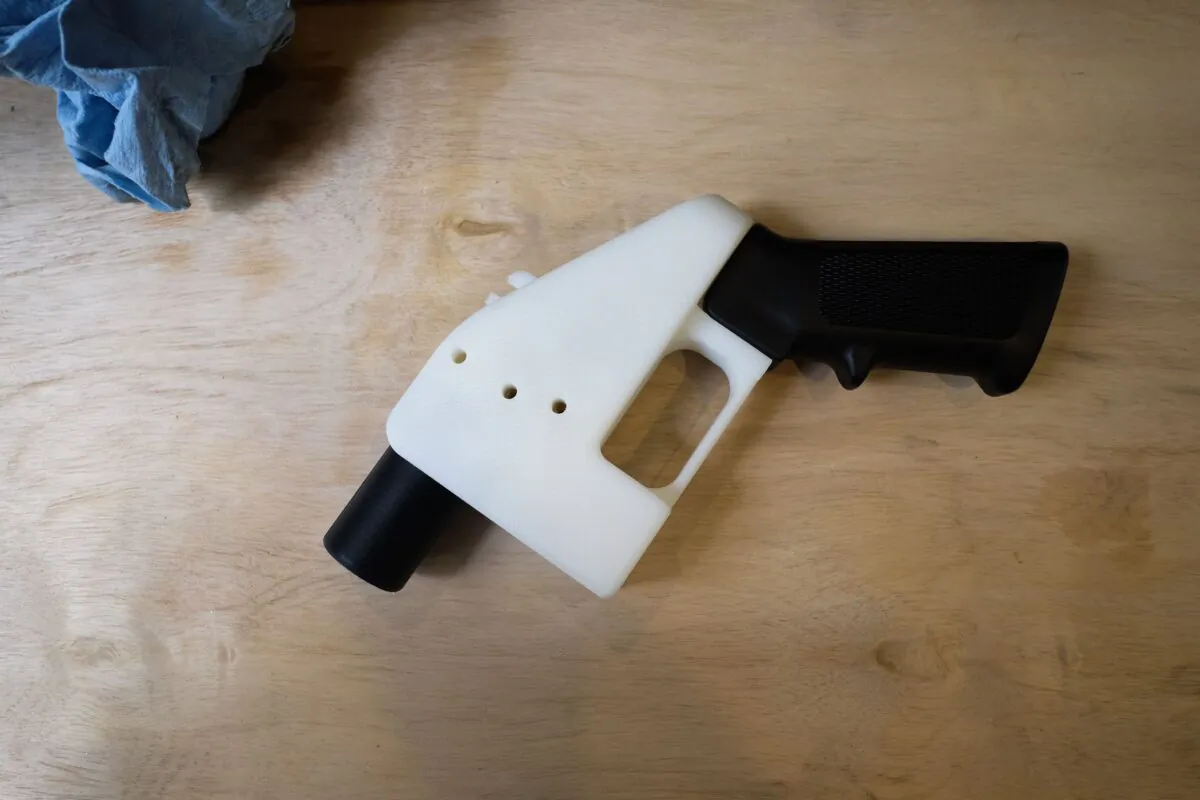 A 3D-printed gun called the "Liberator" in a factory in Austin, Texas, on Aug. 1, 2018. (Kelly West/AFP via Getty Images)