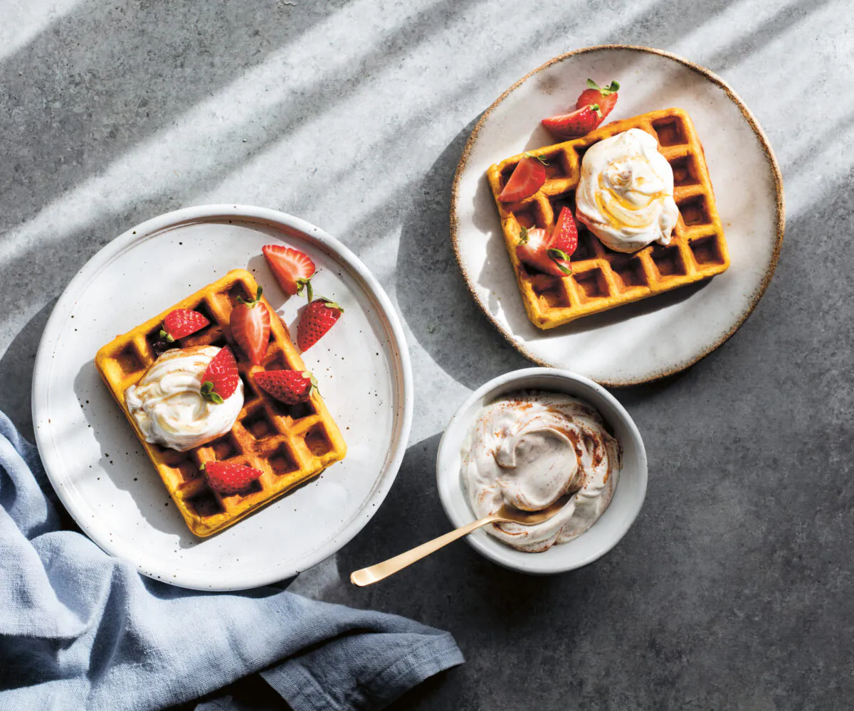 Pumpkin spice waffles with maple yogurt. (Erin Scott)