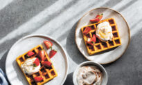 Pumpkin Spice Waffles With Maple Yogurt