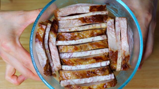 10. Place the pork belly in a bowl
