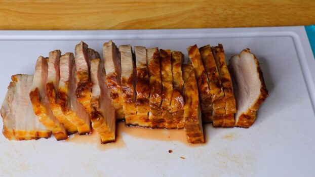8. Slice pork belly into 1_2 inch peices