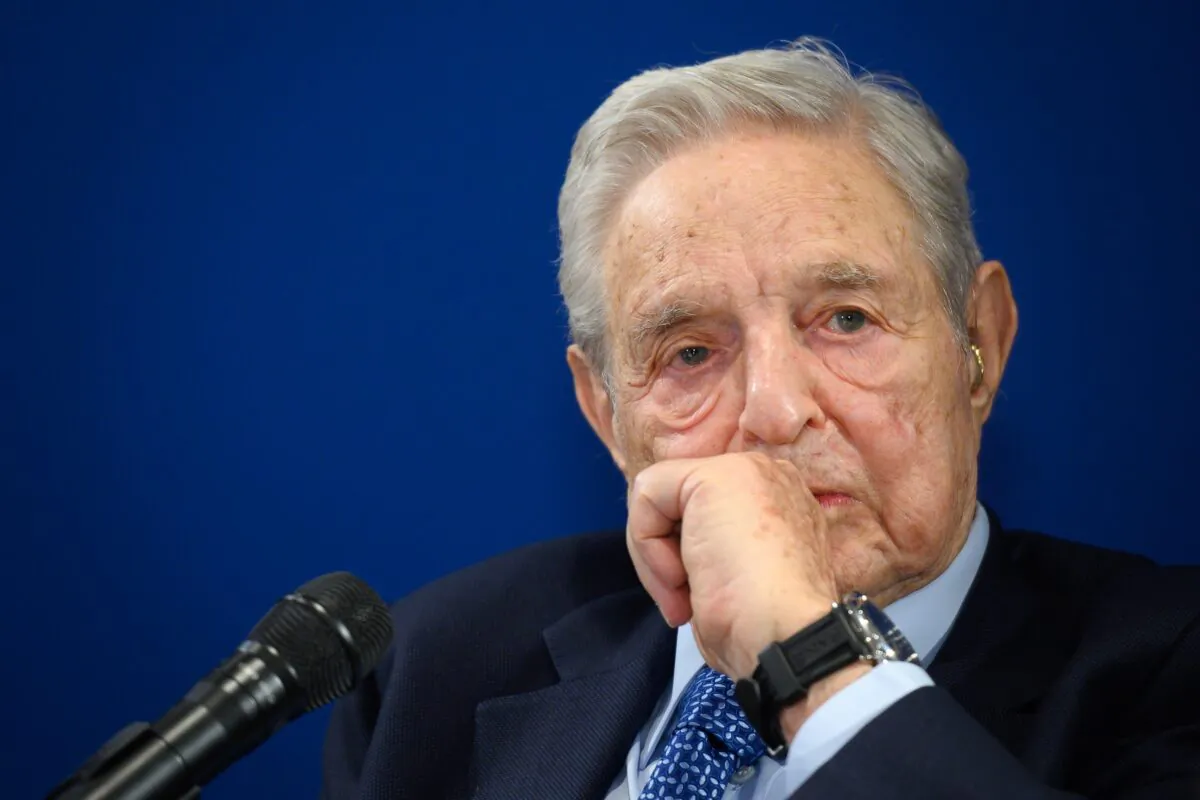 Hungarian-American financier and philanthropist George Soros looks on during a meeting in Davos, Switzerland, on Jan. 23, 2020. (Fabrice Coffrini/AFP via Getty Images