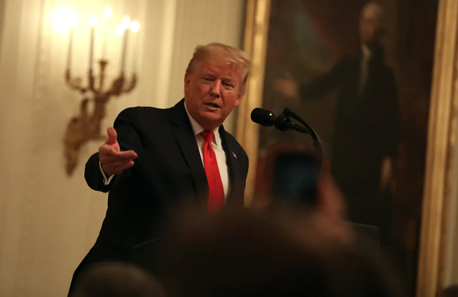President Donald Trump speaks to the U.S. Conference of Mayors in the White House in Washington on Jan. 24, 2020. (Charlotte Cuthbertson/The Epoch Times)
