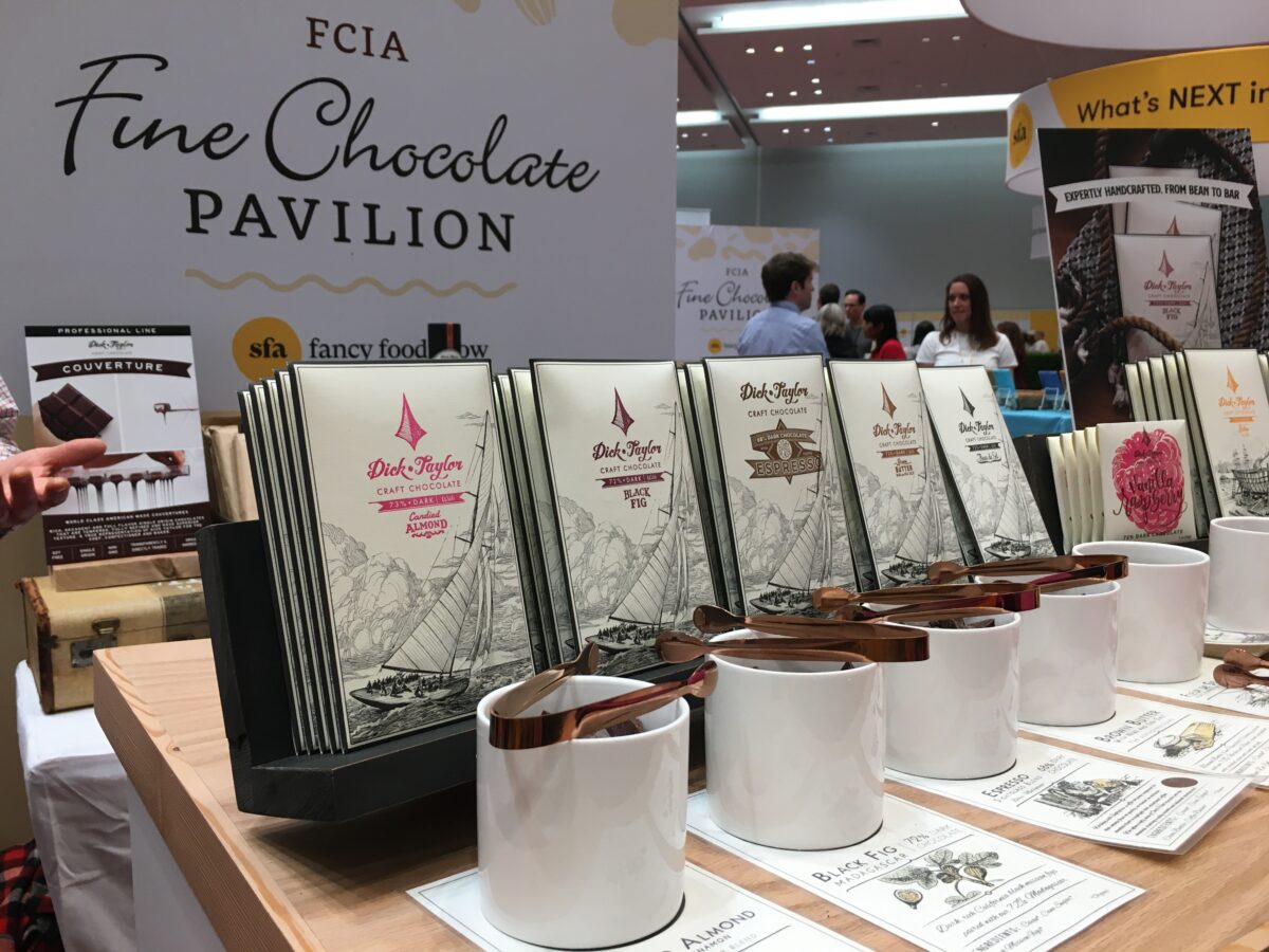 Dick Taylor craft chocolate at the chocolate pavilion at the Winter Fancy Food Show on Jan. 20, 2020. (Ilene Eng/The Epoch Times)
