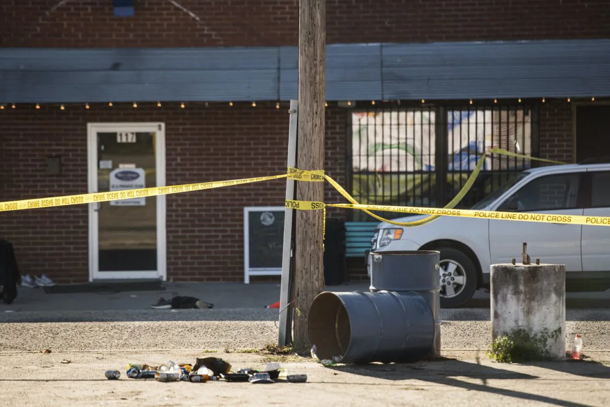 Crime scene tape stretches in front of Mac's Lounge, the scene of an early morning bar shooting, , in Hartsville, S.C., on Jan. 26, 2020. (Sean Rayford/AP Photo)