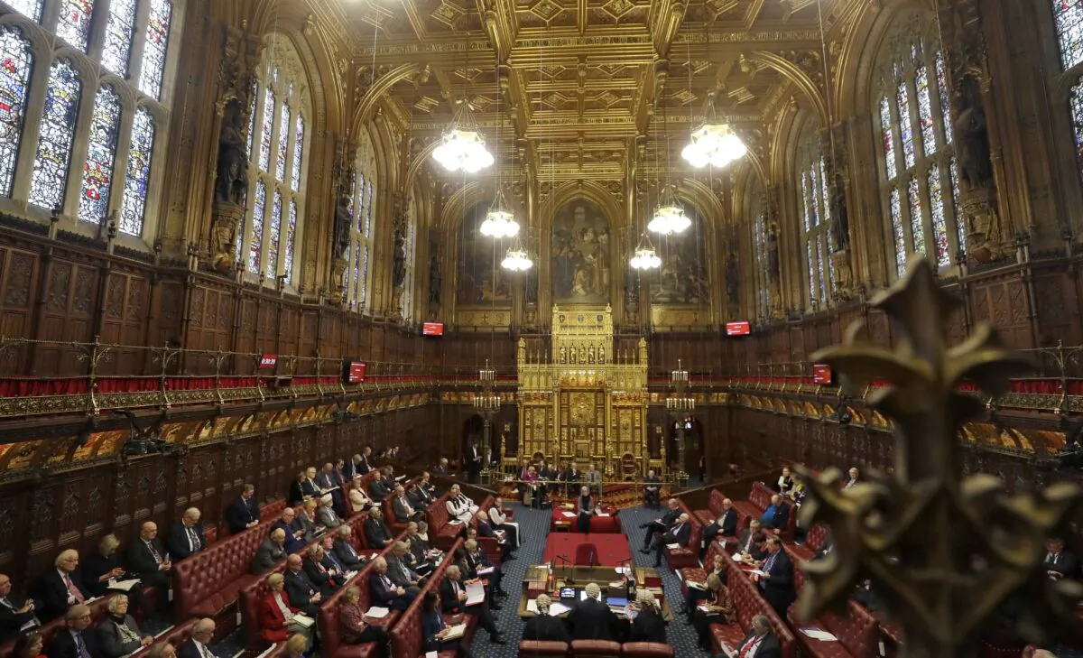 A general view inside the House of Lords as the European Withdrawal Agreement Bill is debated at House of Lords in London, England, on Jan. 21, 2020. (Kirsty Wigglesworth/Getty Images)