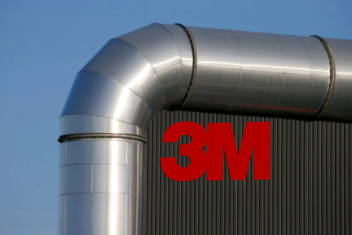 The logo of 3M at the 3M Tilloy plant in Tilloy-Lez-Cambrai, France, on Aug. 18, 2019. (Pascal Rossignol/Reuters)